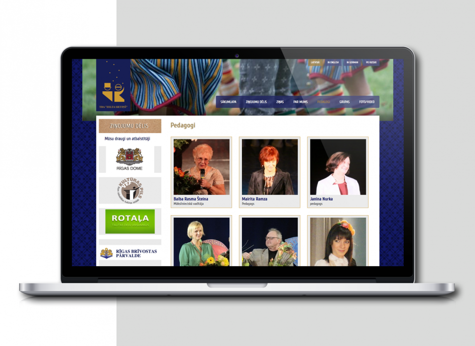 Mājas lapa lielākajam Latvijas bērnu tautas deju ansamblim "Zelta Sietiņš".