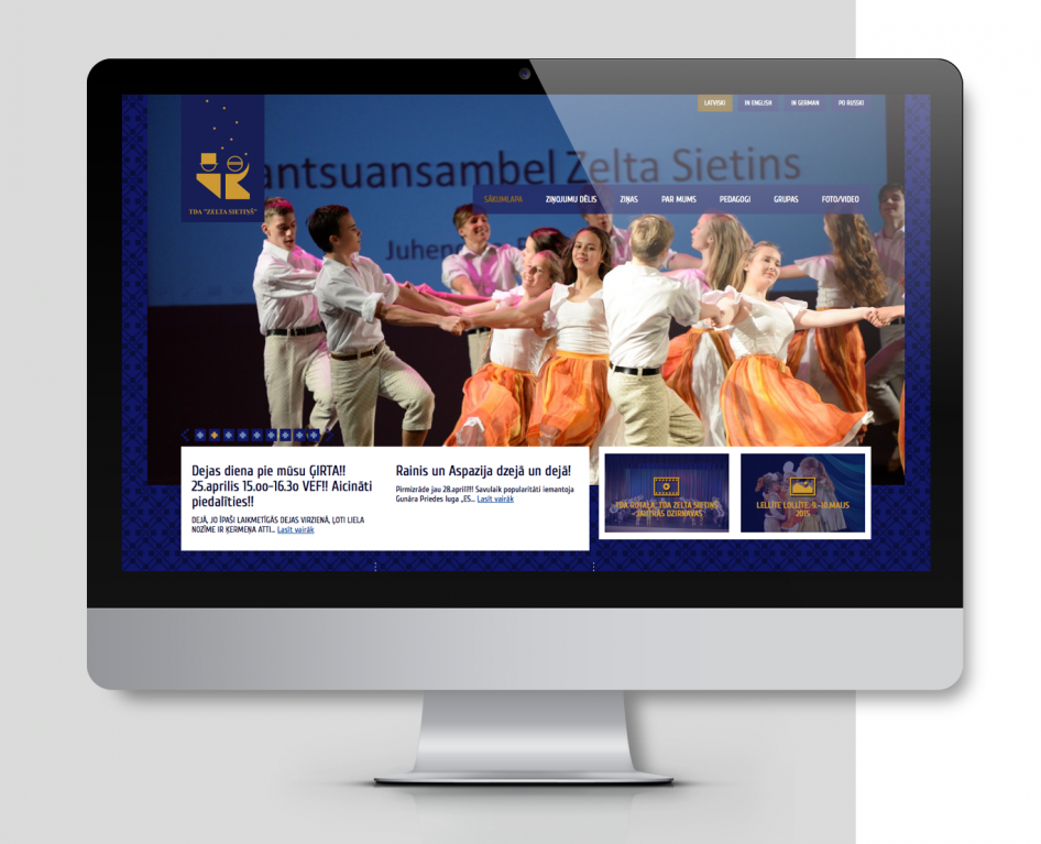 Mājas lapas dizains un programmēšana lielākajam Latvijas bērnu tautas deju ansamblim "Zelta Sietiņš".